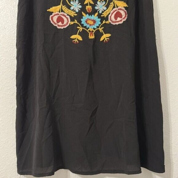 Grace & Emma Embordered Floral Gauzy Dress Womens Medium Casual Boho Tie Bow - Picture 4 of 11